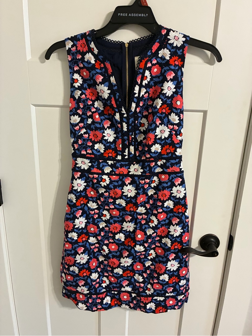 kate spade Navy Floral Sheath Mini Dress with Red & White Blooms
